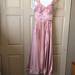 Vintage 1950’s long rose pink embellished dress